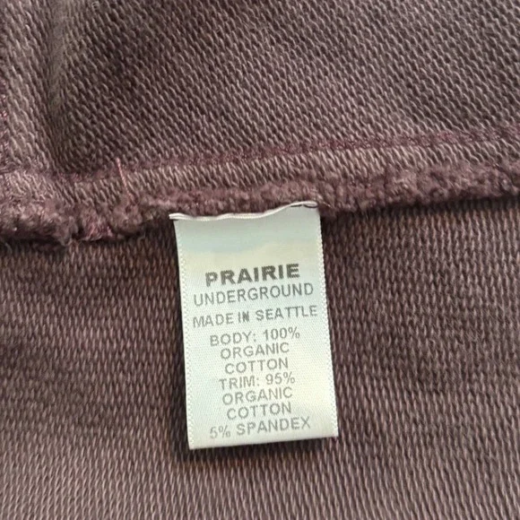 Prairie Underground Womens Full Zip Hoodie Ruched Pockets Organic Cotton Sz L - Picture 4 of 11
